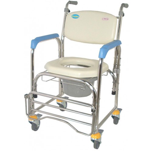 承輝CS-012A 不鏽鋼軟背附輪洗澡椅/便盆椅